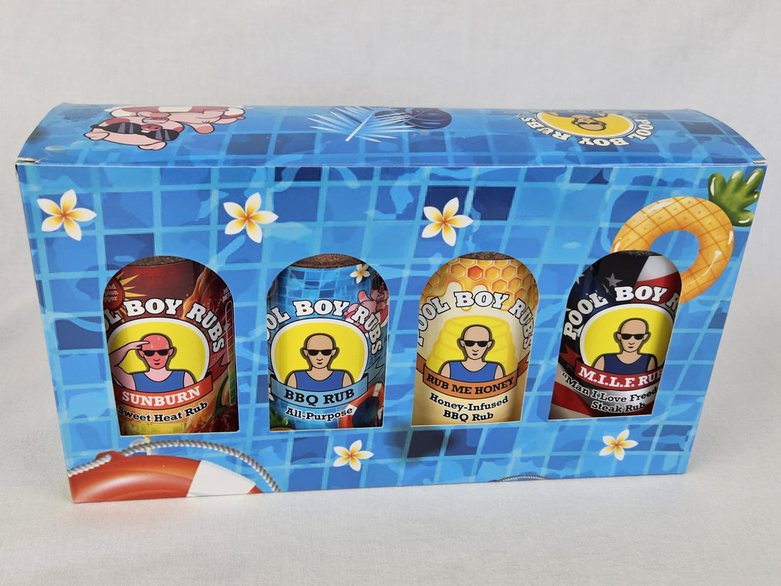 Pool Boy Rubs 4-Pack Gift Box (Sunburn, All-Purpose, Rub Me Honey and M.I.L.F.)