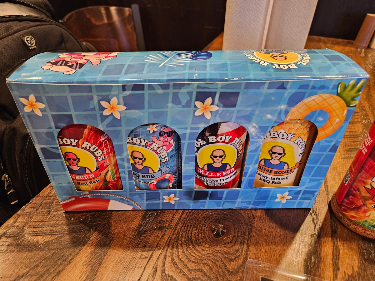 Pool Boy Rubs 4-Pack Gift Box (Sunburn, All-Purpose, Rub Me Honey and M.I.L.F.)