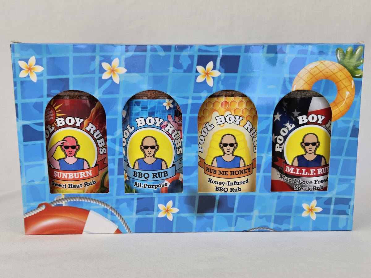 Pool Boy Rubs 4-Pack Gift Box (Sunburn, All-Purpose, Rub Me Honey and M.I.L.F.)