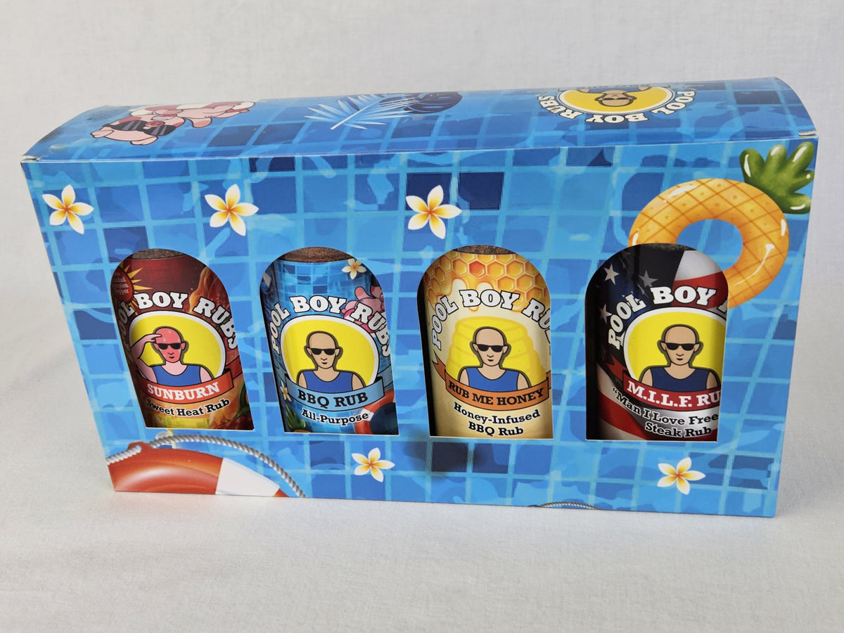 Pool Boy Rubs 4-Pack Gift Box (Sunburn, All-Purpose, Rub Me Honey and M.I.L.F.)