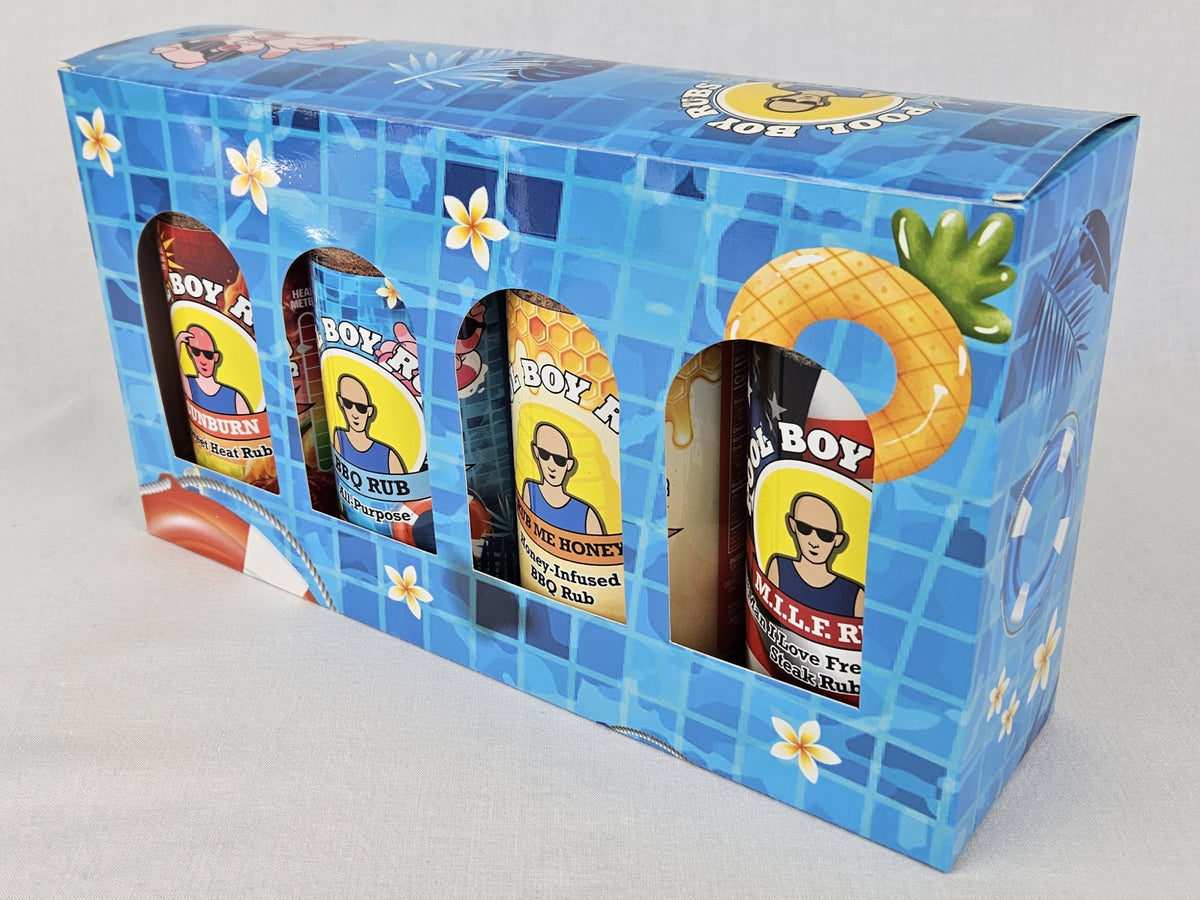 Pool Boy Rubs 4-Pack Gift Box (Sunburn, All-Purpose, Rub Me Honey and M.I.L.F.)