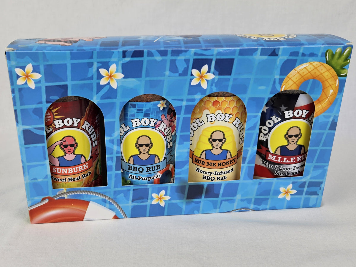 Pool Boy Rubs 4-Pack Gift Box (Sunburn, All-Purpose, Rub Me Honey and M.I.L.F.)